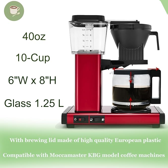 𝙐𝙥𝙜𝙧𝙖𝙙𝙚𝙙 Carafe Compatible With moccamaster KBG Brewers (89830), Compatible With moccamaster Carafe Replacement, 10-Cup/1.25L/40oz, Coffee Pot With Metal Ring, Includes Random Cleaning Brush.