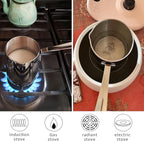Coffee Milk Warmer Mini Butter Melting Pot Turkish Chocolate Sauce Pan Stainless Steel, 10oz/300ml Matching Gift Box