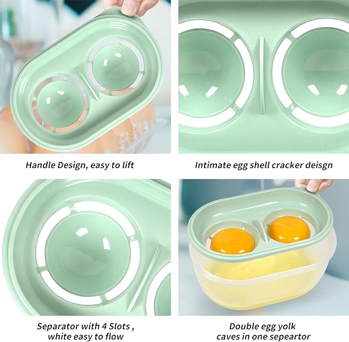 Egg White Separator with Egg Beater, Egg Separator for Raw Egg, Egg White Filter Storage Box Food Grade Level Kitchen Gadgets Egg Separator for Kitchen Cooking