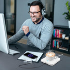 USB Coffee Mug Warmer: Candle Wax Warmer Smart Electric Cup Warmer Charge for Phone Home Desk Office Use Beverage Heating Plate with Gravity Switch for Hot Cocoa Milk Tea Water White