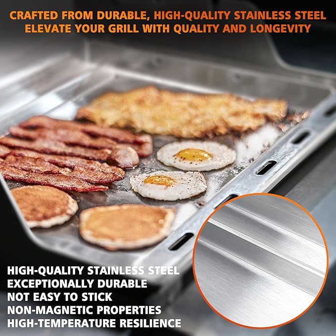 7637 Full-Size Griddle Insert for Weber Spirit I & II 200 Series Gas Grills, Flat Top Griddle for Spirit E210 E220 E215 S210 S220 Grill, Outdoor Indoor Griddle with Removable Handles