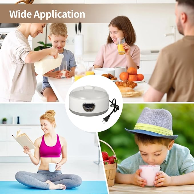 15W Yogurt Maker Machine, 1.2 L Automatic Stainless Steel Yogurt Maker with 5 Tight Seal Glass Jars, Auto Constant Temperature, PTC Heating, Home Yogurt Machine, Healthy Present
