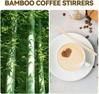 150 Count Bamboo Coffee Stirrer - Disposable 7 inches Long Wooden Stir Sticks for Coffee and Cocktails - Smooth, Splinter-Free Beverage Mixers - Ideal for Cafe, Bars and Drink Stations
