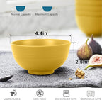 wheat straw icecream bowls 10oz set of 8 - Unbreakable Dessert Bowls Freezer Safe - Small Bowls for Yogurt,Snack and Fruits. Yellow