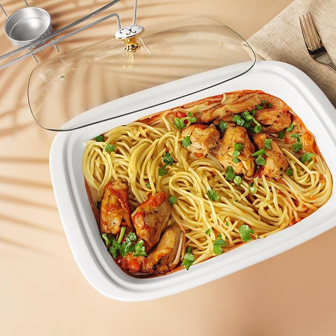 12" x 8" Ceramic Casserole Baking Dish With Glass cover and rack, Lasagna Pan Deep for Oven, 2.2 Quarts Baking Pan with Handles, Oven Safe&Durable Bakeware for Home Decor