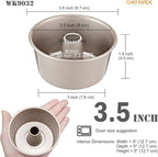 CHEFMADE Mini Angel Food Pan Set, 3.5-Inch 4Pcs Non-Stick Chiffon Tube Pan for Oven and Instant Pot Baking (Champagne Gold)