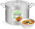 NutriChef 14 Quart Stock Pot with Lid - Heavy Duty Stainless Steel, Induction Ready, Ergonomic Handles