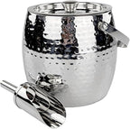 BREKX 3-QT Insulated Ice Buckets for Parties with Lid and Scoop - Iceberg Anchored Wine Chiller Champagne Bucket for Cocktail Bar, Metal Bucket with Lid, Non-Sweat