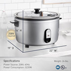 Panasonic Commercial Rice Cooker, 208V Extra-Large Capacity 80-Cup (Cooked), 40-Cup (Uncooked) with One-Touch Operation - SR-GA721L - Silver