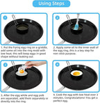 8" Omelet Ring, 6" Pancake Ring, 3.5" Egg Ring for Griddle Frying Eggs (Upgrade Large 3 Pack Stainless Steel Non Stick Round Cooking Rings Molds with Oil Brush and Egg Separator)