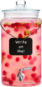 2 Gallon Glass Drink Dispenser with Spout for Parties - Tall Airtight Mason Style Beverage Serveware Stand with Metal Spigot for Kombucha, Water, Juice, Punch, Cocktails, Ice Tea & Sun Tea