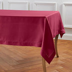 Solino Home Beet Linen Tablecloth 60 x 108 Inch - 100% Pure Linen Hemstitch Table Cloth for Rectangle Tables - Classic Hemstitch, Machine Washable Tablecloth for Summer, Fall, Autumn