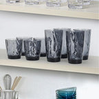 Topsky Plastic Tumblers Reusable,Shatter Proof Cups Drinking Glasses,Unbreakable Plastic Tumblers Beverage Acrylic Juice Wine Cups for Home Picnic Party,Dishwasher Safe,Stackable|10-oz&16-oz|Gray