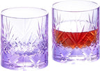 KAMMAK Crystal Whiskey Glasses Set, 8.12 oz (240 ml) Purple Old Fashioned Tumbler, Hand Blown Thick Base Colored Glass with Delicate Rim & Seamless Design for Scotch, Bourbon, Cocktails