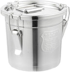 DYNAMI 304 Stainless Steel Containers With Lid,202oz Airtight Flour Container for Kitchen,5-10lbs Metal Airtight Canisters Milk Jug Coffee Bean Cookies Canisters w/Locking Clamp (6L/1.6Gal)