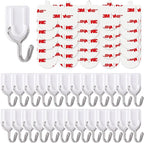 25 Wire Hooks for Hanging Heavy Duty with Strips no Damage,Adhesive Wall Hook Small, removalbe Large Sticky Bulk, for Key, Coat, Towel, Outdoor, hat