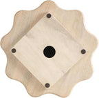 Kate and Laurel Alezar Mango Wood Wavy Round Lazy Susan Tray, 18 Inch Diameter, Light Bleached Wood, Scalloped Wooden Countertop Organizer with Turning Lazy Susan for Kitchen Storage or Ottoman Tray