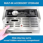 Kenmore Espresso Machine – Automatic Coffee Maker with Manual Tamper, Auto Cleaning, Milk Steamer & Frother, Bean Grinder, Brew Professional Barista Style Cappuccino, Café Latte