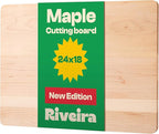 Riveira Maple Wood Cutting Board – Gourmet Maple Grandeur: 24 x 18 Wooden Cutting Board – Natural Wooden Cutting Boards For Kitchen Decorative – Innovative Juice Grooves Maple Wooden Chopping Board
