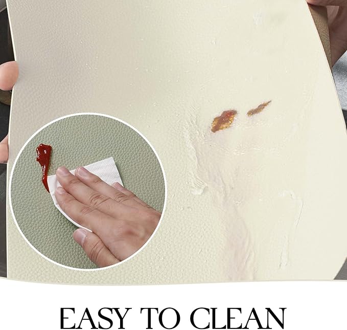 MOSAYT Vinyl Placemats Set of 8, Heat Resistant Place Mats 100% Waterproof Washable & Wipeable Faux Leather Reversible Table Mats for Kitchen Dining Party Indoor Outdoor, 12" x 17", Beige/Sage Green