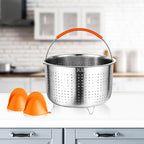 GREATLINK Vegetable Steamer Basket for Instant Pot Accessories 6 & 8 Qt - Stainless Steel Strainers and Colanders - Metal Strainer for Cooking Broccoli, Eggs, Pasta, Quinoa (6 Qt - Steamer Basket)