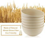 Wheat Straw Bowls 60 OZ Large Salad Bowl Set of 6, Microwave and Dishwasher Safe Plastic Serving Bowls, Unbreakable Kitchen Bowl, Big Bowls for Eating, Soup, Popcorn and Ramen (Beige)