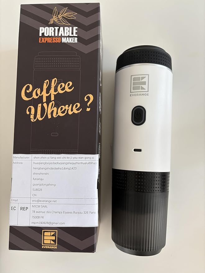 Portable Electric Espresso Machine, Travel Coffee Maker Brewer Compatible with Ground Coffee & NS Capsules (White with LCD Screen)