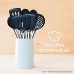 Home & Kitchen Essentials Cooking Utensils Set - Non Stick Silicone Kitchen Utensils Set - Stainless Steel Handles, Heat Resistant, BPA Free, and Dishwasher Safe (Black, 19 Pieces)