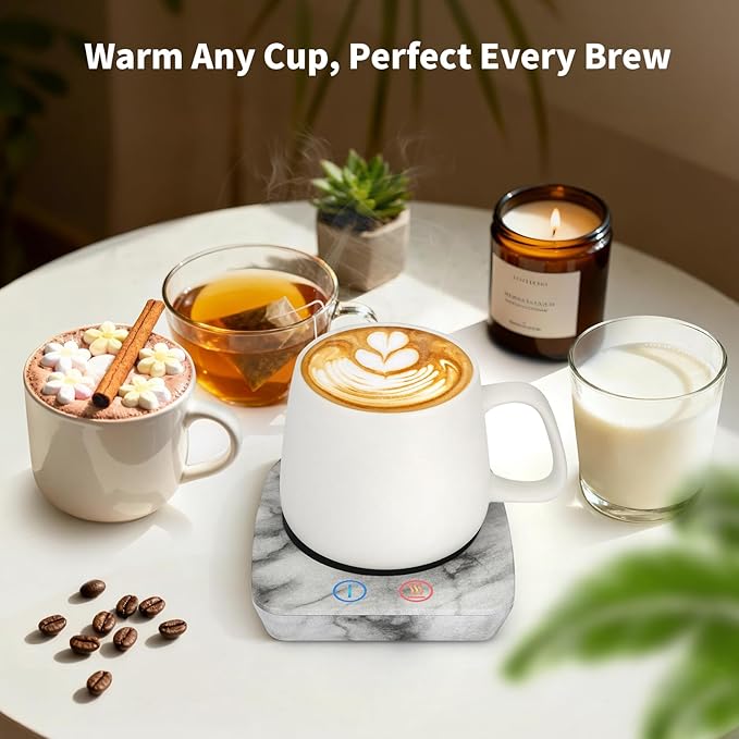 VOBAGA Coffee Mug Warmer with 3-Temp Settings, Coffee Cup Warmer with Auto Shut Off, Smart Mug Warmer for Travel Office Desk Candle, Coffee Warmer for Coffee Gifts Coffee Accessories for Women Men