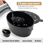 Wood Stove Steamer 2.5 Quart, Humidifier with Decorative Deer Pattern, Cast Iron, Rust Resistant Matte Black