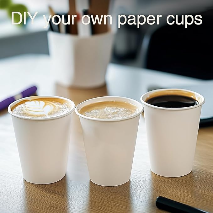 100 Pack 12 oz White Disposable Coffee Cups,White Hot/Cold Beverage Drinking Cup for Cold and Hot Drinks