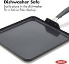 OXO 11” Non-Stick Every Day Square Griddle, BPA-Free Comfort Grip Silicone Handle, Dishwasher & Oven Safe, PFAS-Free Ceramic Skillet, Pancake Pan, Black