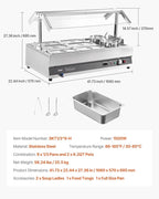 VEVOR Electric Soup Warmer, Two 6.34QT Pots & Six 1/3 Pans, Stainless Steel Commercial Food Warmer with 86~185°F Adjustable Temp, 1500W Bain Marie with Cover, Soup Station for Restaurant, Buffet