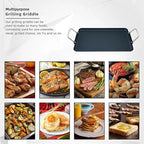 11pcs 19Inch Nonstick Taco Griddle Pan, Rectangular Cast Iron Griddle, Comales para Tortillas Cooking Pan for Stove Tops | 2 - Burner, Detachable Handles | Stove/Outdoor/Camping