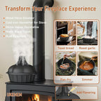 Wood Stove Steamer & Woodstove Steamer Stove Humidifier Cast Iron,2.4 Qt Round Fireplace Humidifier & Simmer Pots with Heart-shaped Vent At The Top Covers (Round-2)