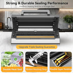 2025 Precision Food Vacuum Sealer Machine, Commercial Full Automatic Food Sealer–Powerful Dual Pump, Built-in Cutter&Bag Storage, Double Heat Seal, Food Preservation Saver, 2 Bag Rolls&Hose, Sous Vide
