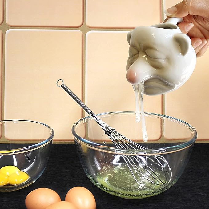 Funny Egg Yolk Separator, Ceramic Egg Yolk White Running Nose Separator Mug, Egg Divider Filter Tool, Household Kitchen Gadget Tools for Baking, Gag Gift Fun White Elephent Gift