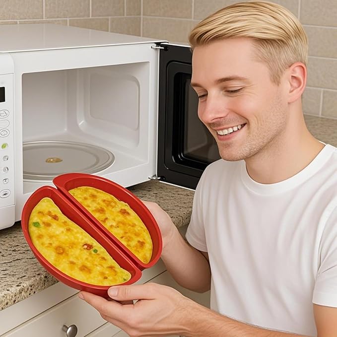 Multifunction Microwave Egg Cooker, Microwave Egg Boiler Poacher, 2 Cavity Nonstick Poached Egg Maker with Lid, Breakfast Egg Cookware (White)