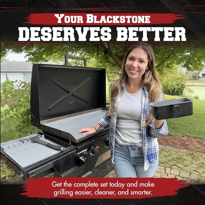 KITCHEN PERFECTION Ultimate Kit for Blackstone Griddle 28 Inch - Silicone Griddle Cover Mat + Griddle Accessories Mat + 2 PCS Silicone Grease Cup Liners Hermetic Protection from Rust & Debris All Year