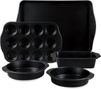 Oster Teston 5 Piece Carbon Steel Baking Pans Bakeware Set w/Premium PFA Free Nonstick - Matte Black