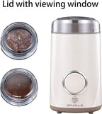 DR MILLS DM-7441 Coffee Grinder Electric, Coffee Bean and Dried Spice Grinder, One Touch Operation, Blade and cup made with SUS304 stainless steel (White)