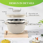 4-1 Colander with Bowl Set - Rotatable Strainers for Kitchen, Food Strainers and Colanders, Funny Presents for Women, Fruit Cleaner, Veggie Wash, Aesthetic Kitchen Gadget Essentials - Beige