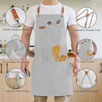 Canvas Aprons for Men Chef Apron, Work Apron with Large Pockets - 16oz Heavy Duty Cross Back, BBQ, Cooking