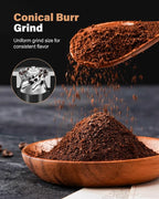 SHARDOR Conical Burr Coffee Grinder Electric, Espresso Coffee Bean Grinder with Precision Electronic Timer, Adjustable Burr Mill with 51 Precise Settings for Home Use, Stainless Steel Container