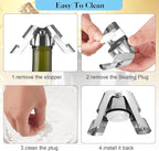 Tessco 12 Pcs Stainless Steel Champagne Stopper Reusable Bottle Sealer Wine Corker Champagne Cork Stopper with a Built in Sealing Plug Compact Saver Plug for Cava Prosecco (Silver)