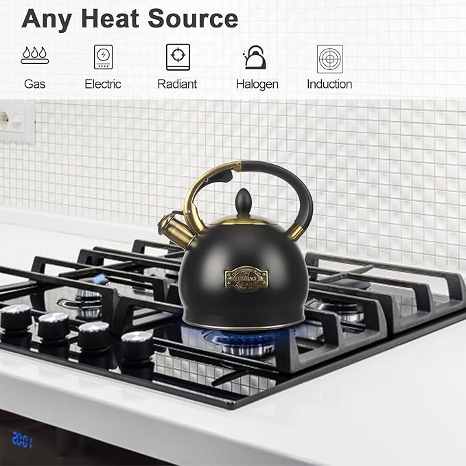 3Quart Whistling Tea Kettle Classic Teapot Stainless Steel Teakettle with Cool Grip for Stovetop