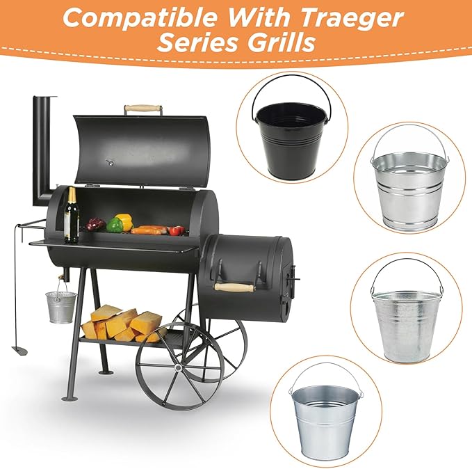 24 Pack Disposable Foil Liners & Grease Bucket Liners for Pit Boss Grills 67292 Foil, Oklahoma Joe's 9518545P06, Ironwood, Flatrock, Recteq Large Bucket etc. 6.3 x 6.0”, Disposable Drip Bucket Cup