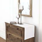 Solino Home Linen White Table Runner 48 Inches - 100% Pure Linen Small Table Runner 14 x 48 Inch Ideal for Dresser and Coffee Tables - Summer, Fall, Autumn, Halloween - Fete