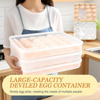 3 Pack 90-Count Deviled Egg Containers with Lid & 8 Pcs Deviled Egg Piping Tool, Transparent Deviled Egg Tray – Stackable Racks for Refrigerators, Suitable for Parties, Easter, Travel