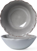 LEHAHA Farmhouse Melamine Serving Bowls,Set of 2, 130 OZ Break Resistant Large Deep Salad Bowls, BPA Free Large Bowl for Serving Salad, Fruit, Vegetables and Food Storage, 12" x 4", Gray